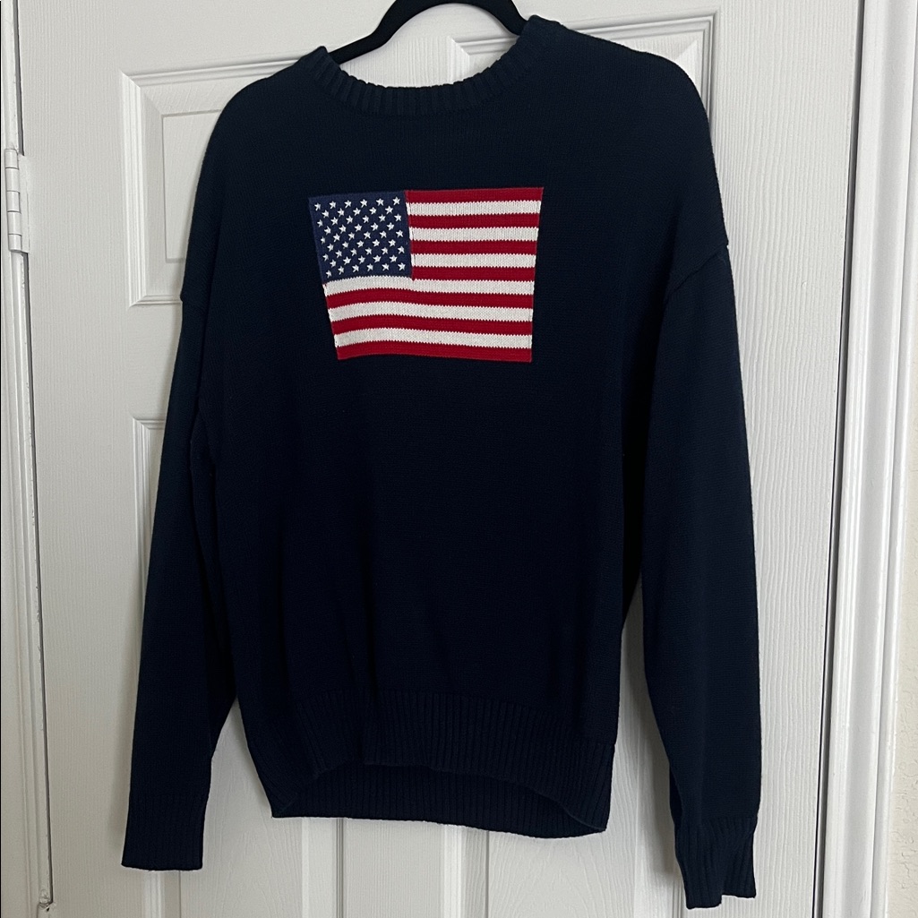 Aeropostale Navy Crewneck Sweater With American Flag